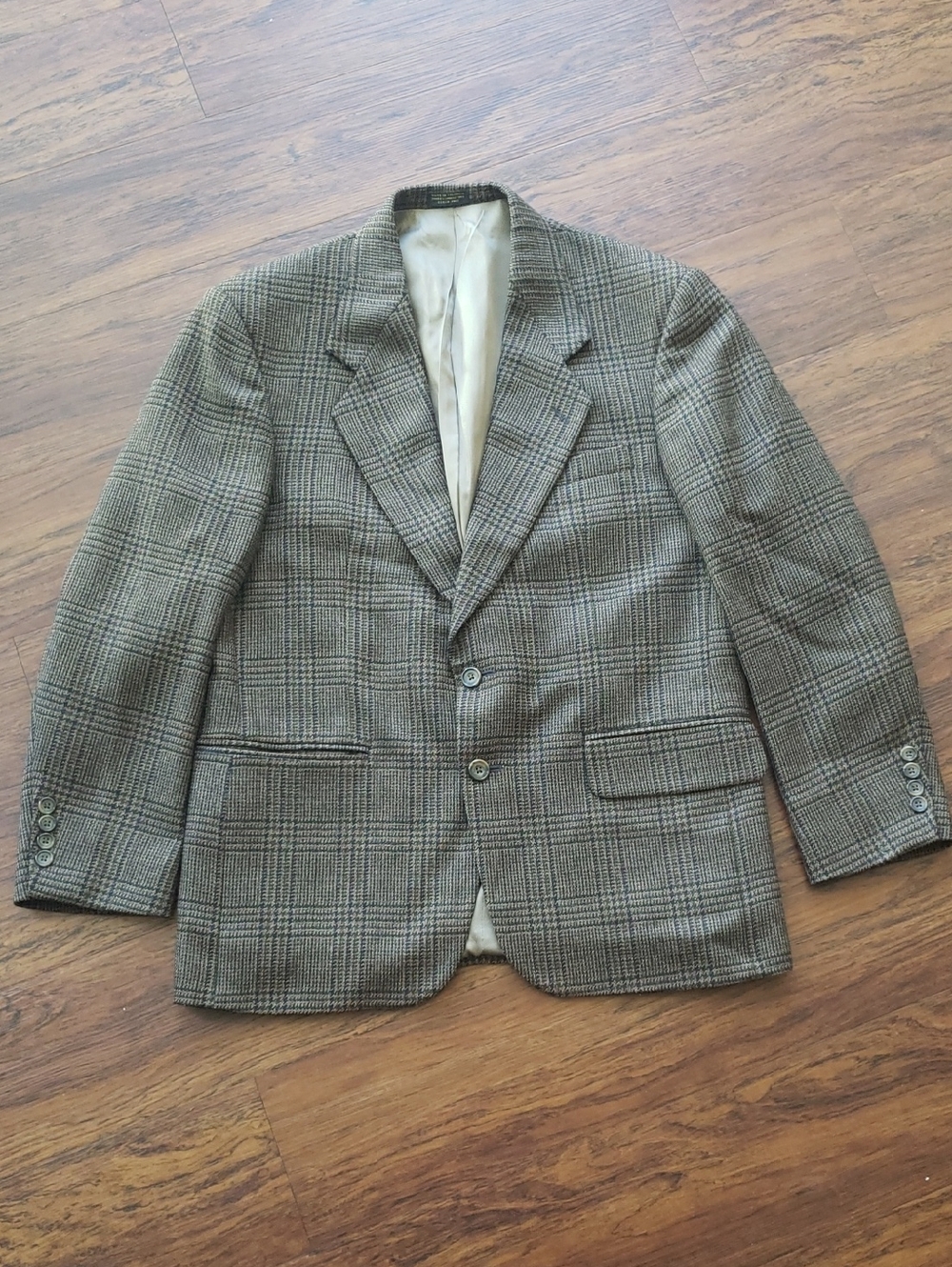 Oscar De La Renta Classic Men's Brown Glen Plaid Sport Coat Size 40S 100% Wool